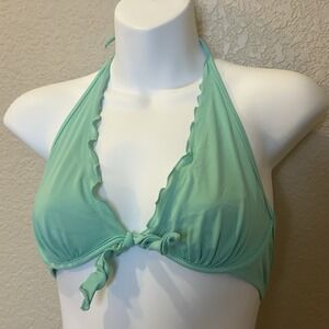 Victorias Secret The High Tie Halter Bikini Top Teal Blue Green Underwire  34b
